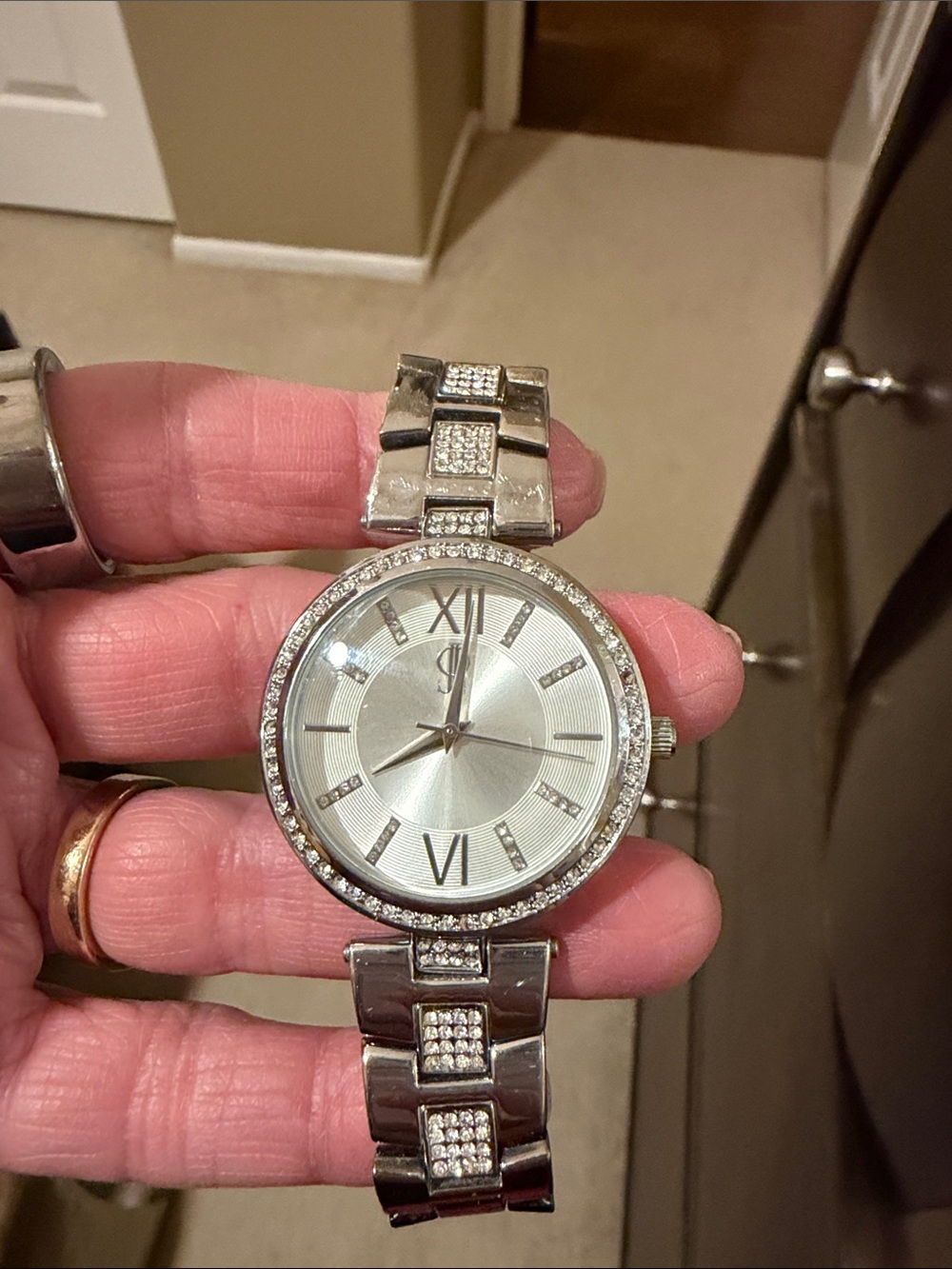 Jennifer Lopez Silver-Tone Crystal Bracelet Watch